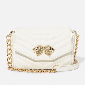 White / Gold Lion Detail Crossbody Bag